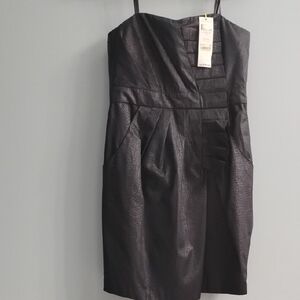 NWT BCBGeneration Classic Strapless Black Cocktail Dress w/ Pleated Waist Size 4